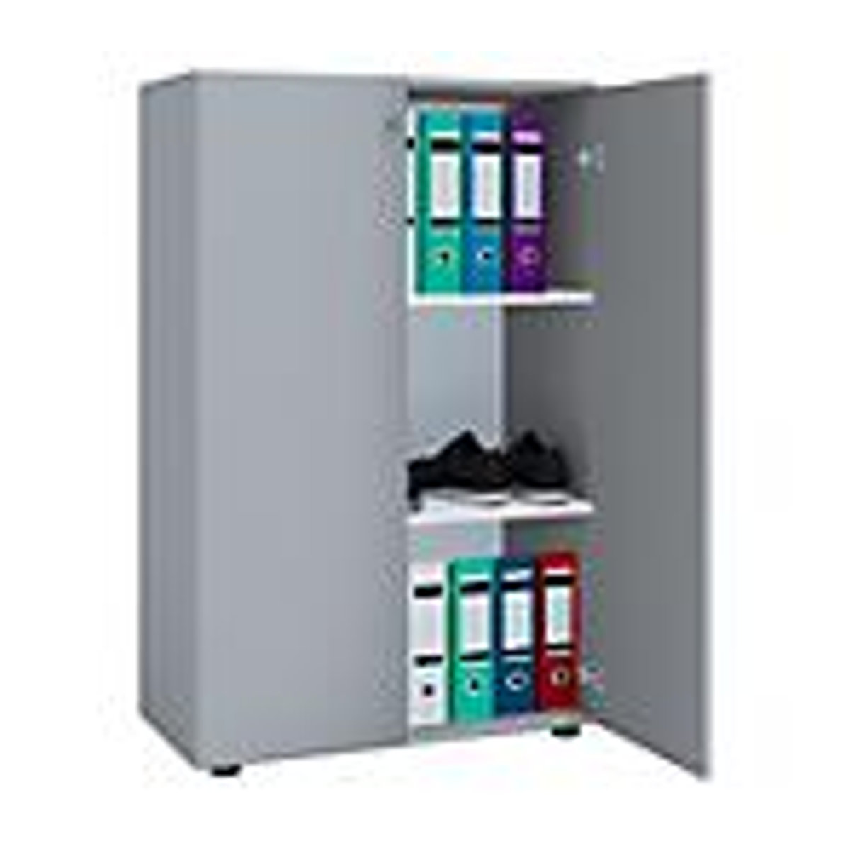 VCM Büroschrank mit Flügeltüren aus Holzwerkstoff, grau, B: 70 cm, T: 40 cm, H: 110 cm - Bild 3