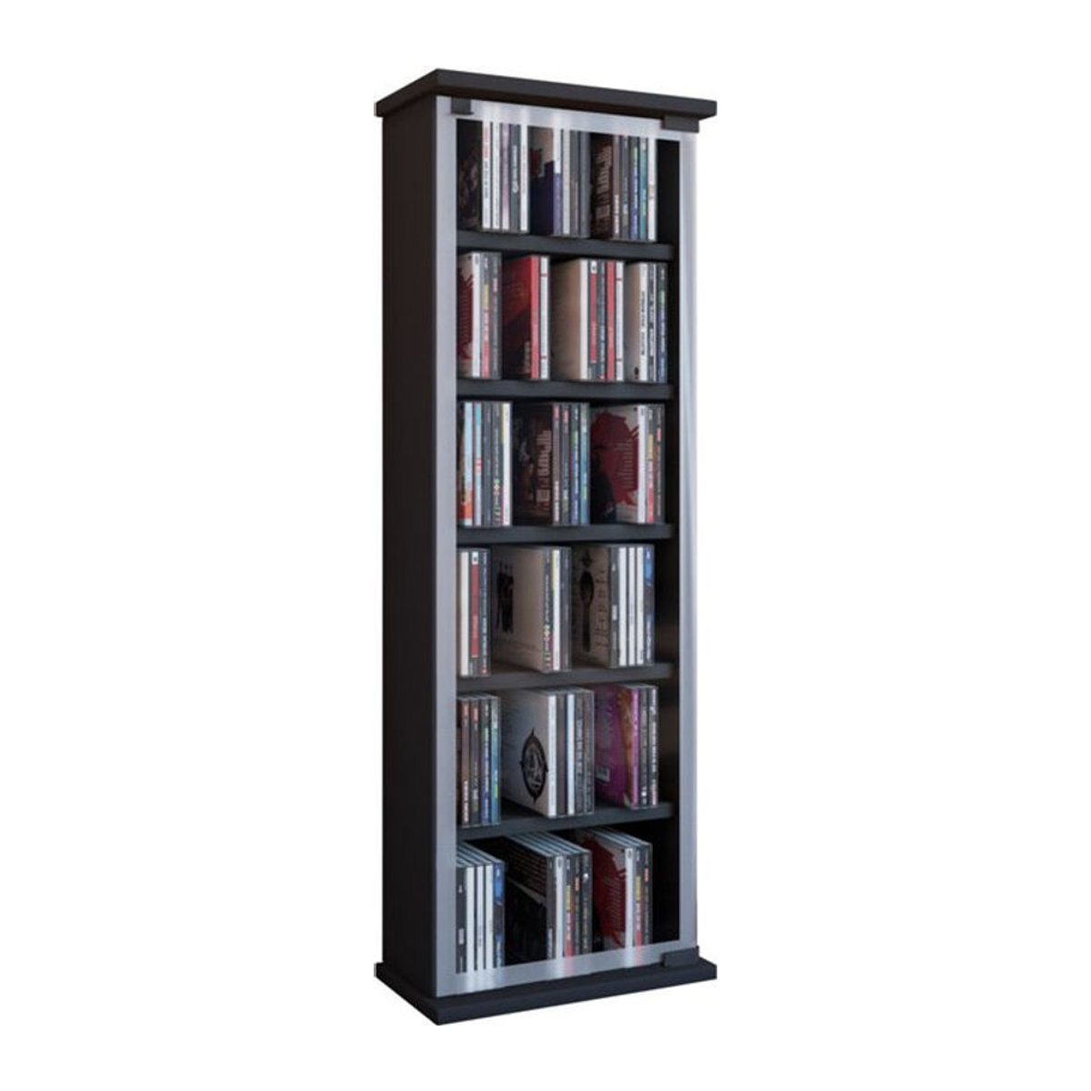 VCM CD Regal Classic Vitrinenschrank aus Holz mit ESG-Sicherheitsglastüren in Schwarz, H x B x T: 92 x 31 x 18 cm - Bild 1