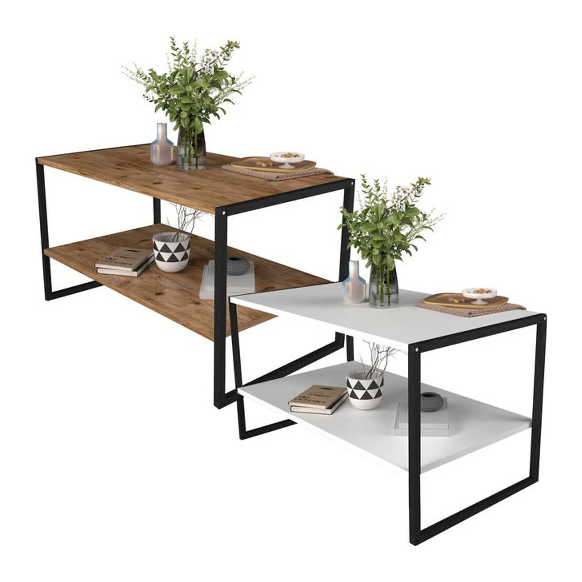 VCM Couchtisch Insasi L aus Holz im Industrial Design, Rechteckig, H x B x T: 50 x 90 x 50 cm - Bild 1