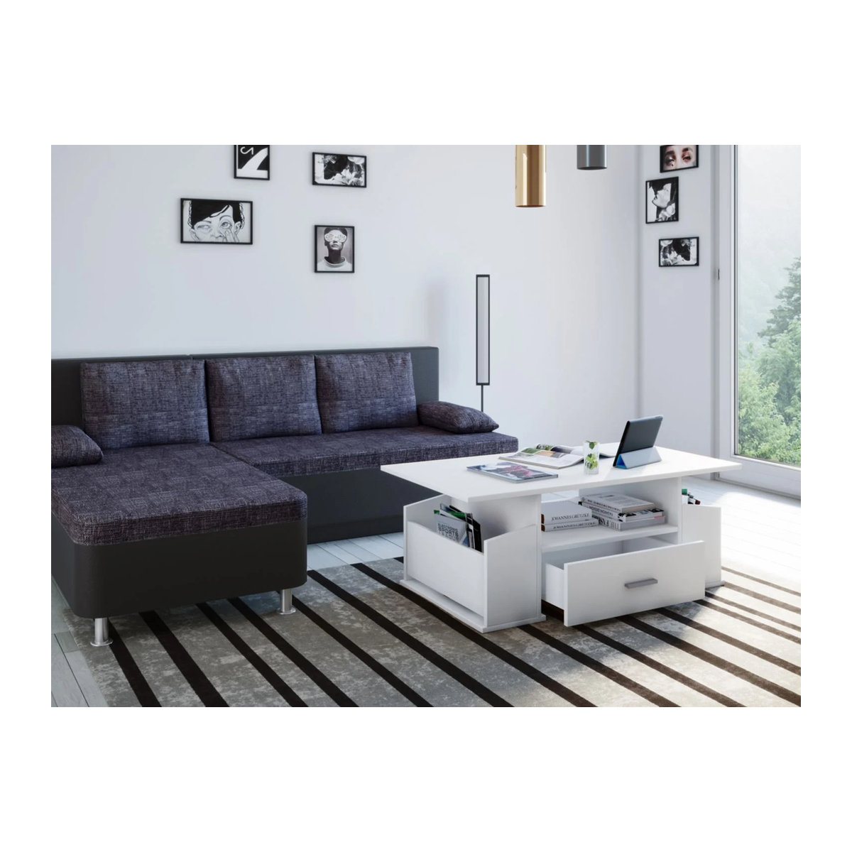 VCM Couchtisch Junata Weiß aus Holzwerkstoff, Rechteckig, B/H/T: 110 x 44 x 52 cm - Bild 2