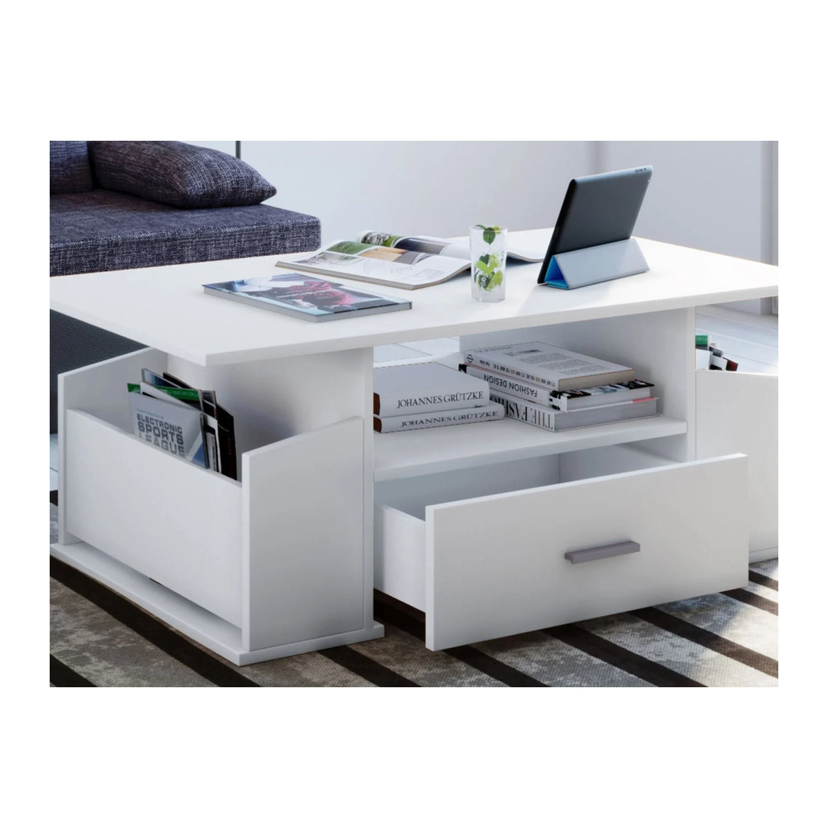 VCM Couchtisch Junata Weiß aus Holzwerkstoff, Rechteckig, B/H/T: 110 x 44 x 52 cm - Bild 3