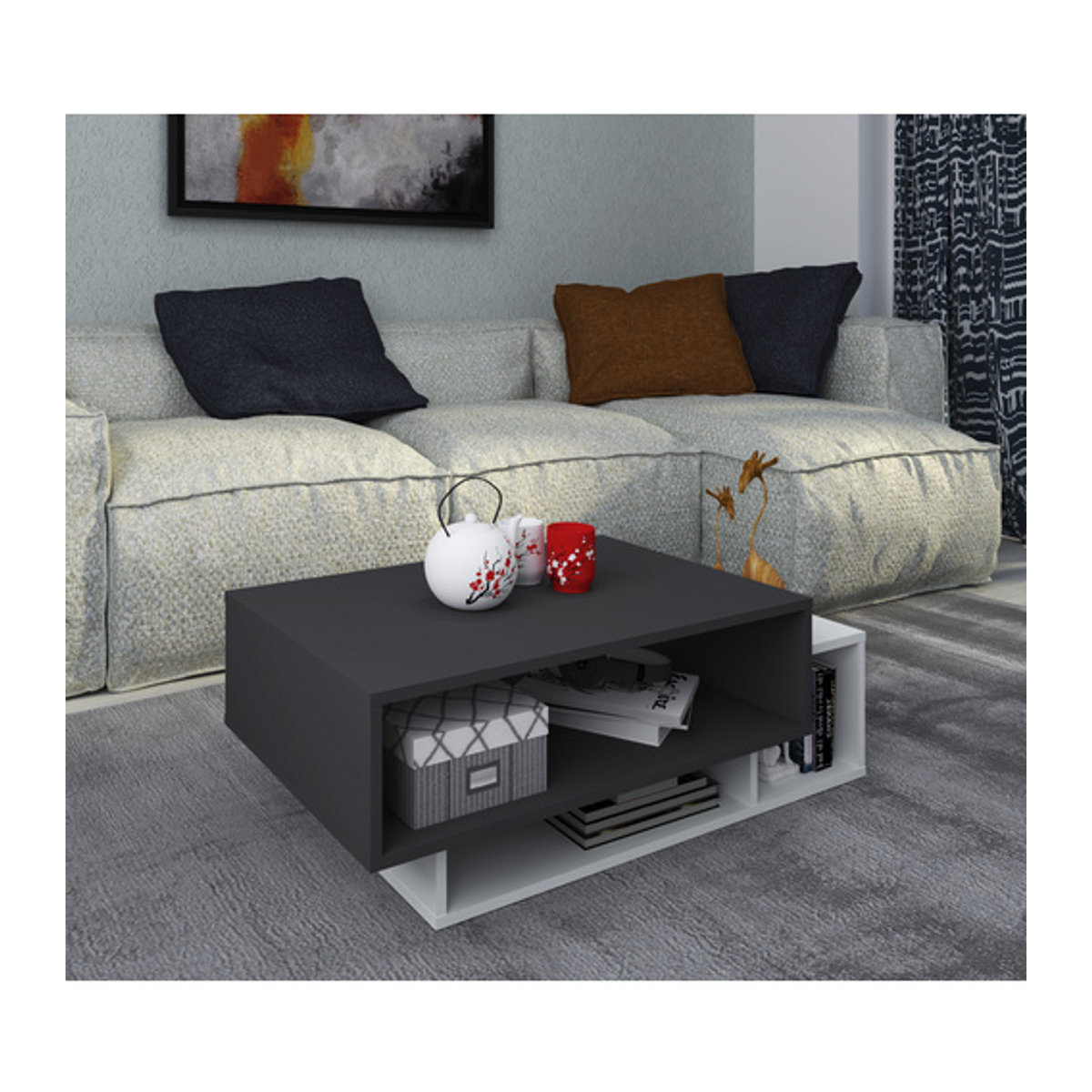 VCM Couchtisch Runila Modern Grau B/H/T: 88 x 35 x 50 cm - Bild 2