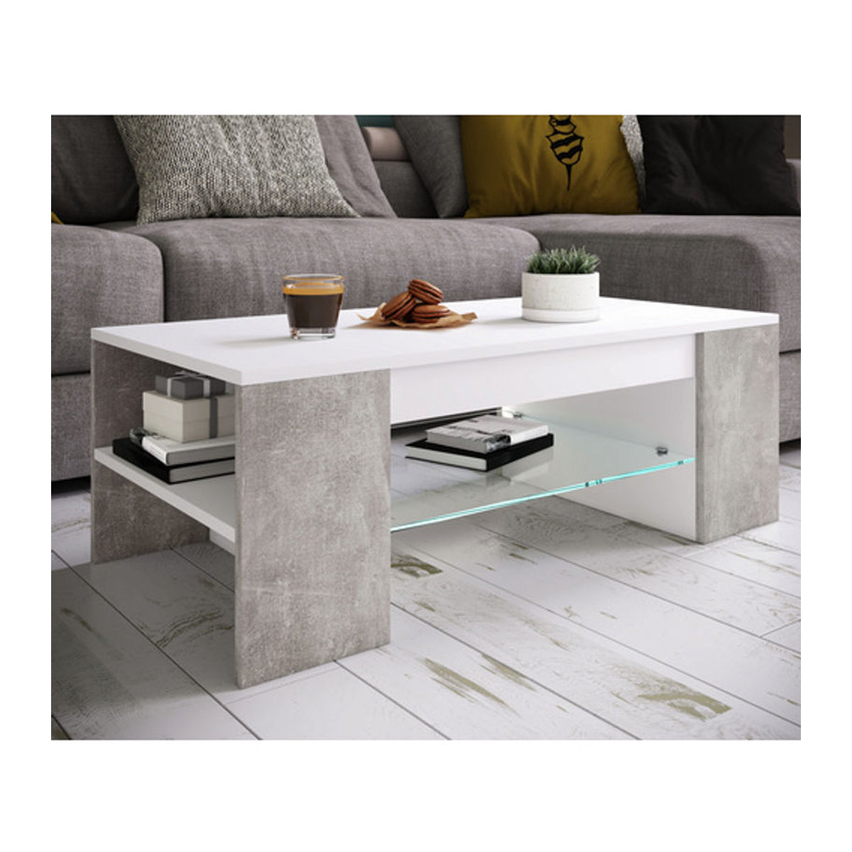 VCM Couchtisch Tunas in Grau, Rechteckig, Modern, B/H/L: 50 x 35 x 100 cm - Bild 2