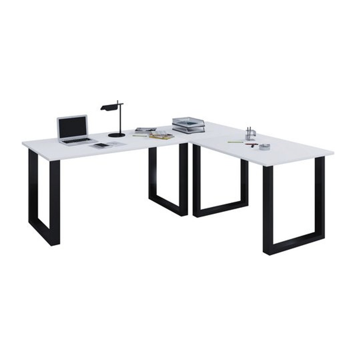 VCM Eck-Schreibtisch Lona in Weiss, B: 80 cm, H: 76 cm, T: 160 cm - Bild 1
