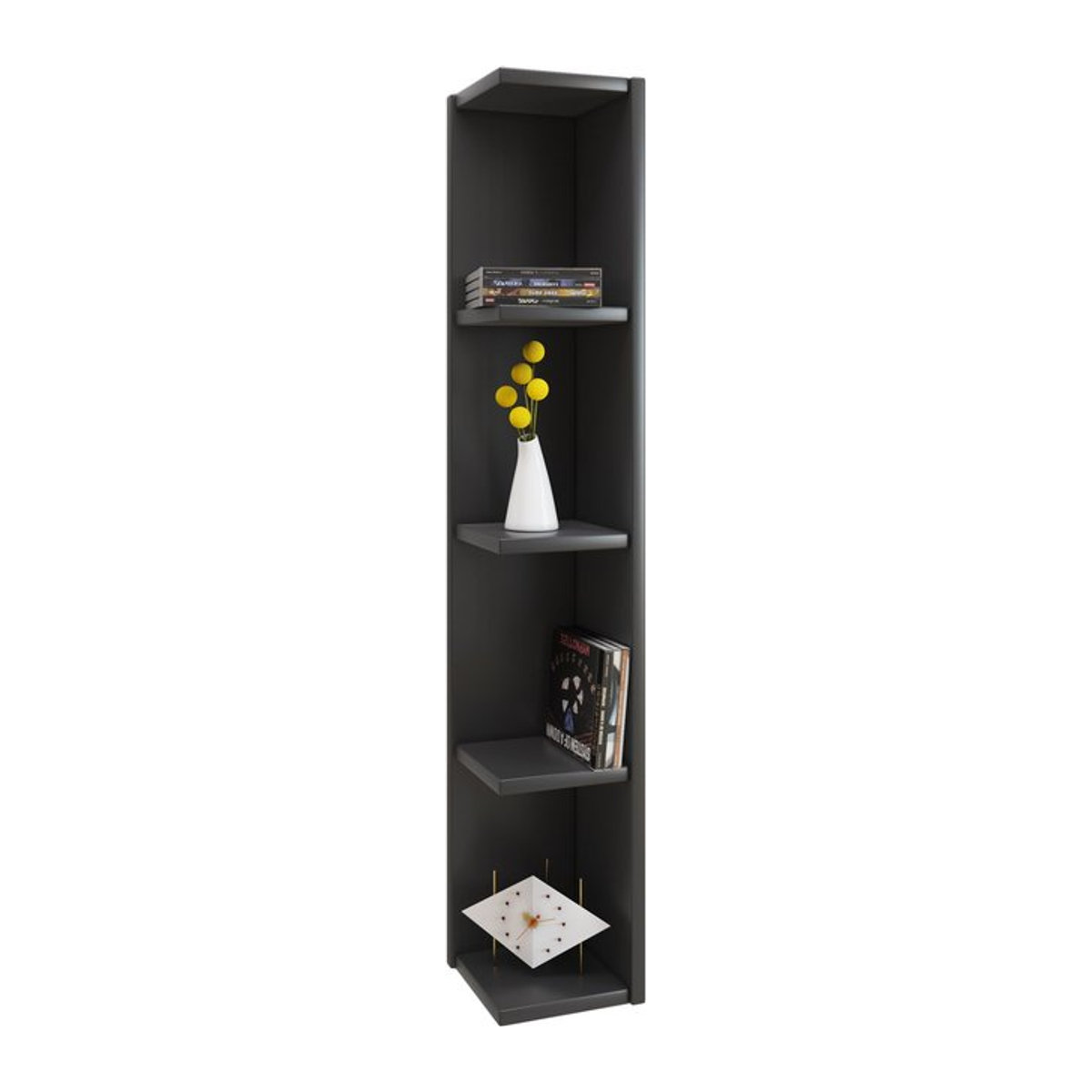 VCM Eckregal Honsa aus Holz in Schwarz, modern und minimalistisch, H x B x T: 97 x 15 x 17 cm - Bild 2