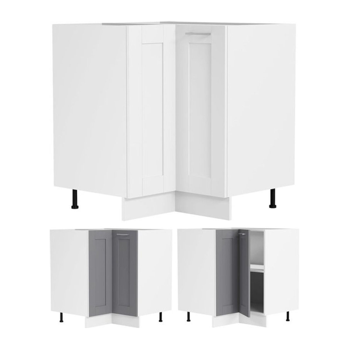 VCM Eckschrank Colura Küchenuntersrank im Landhaus Stil mit Drehtüren, Weiß, H x B x T: 82 x 76 x 76 cm - Bild 1