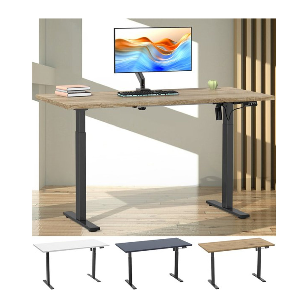 VCM Elektrisch Höhenverstellbarer Schreibtisch Lona Sitz-Steh-Schreibtisch mit Stahlgestell B: 140 cm, T: 50 cm, H: 71–120 cm - Bild 1