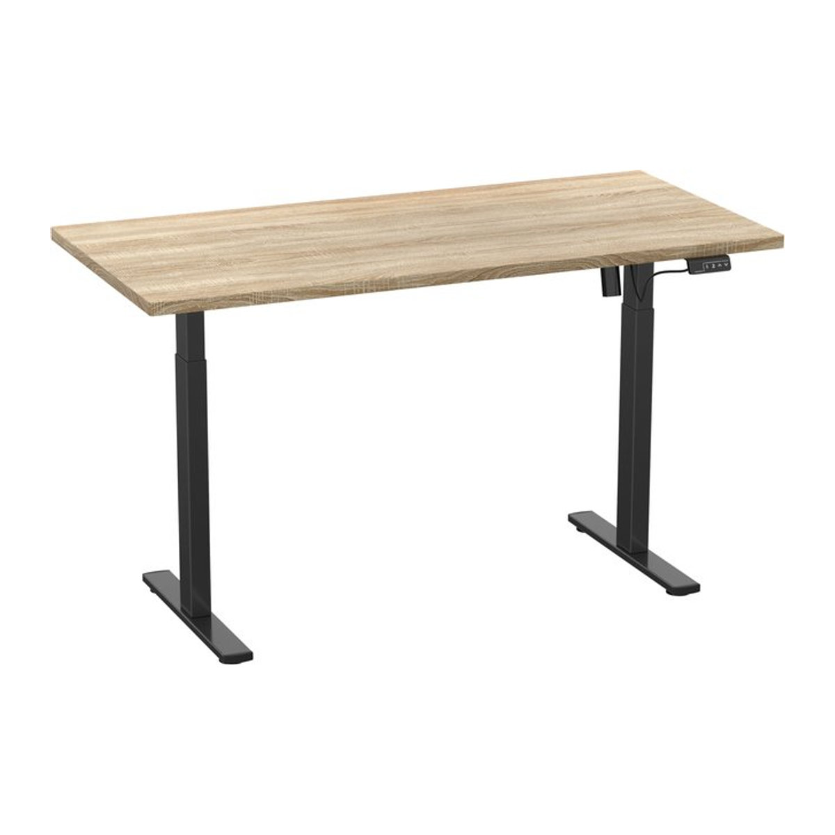 VCM Elektrisch Höhenverstellbarer Schreibtisch Lona, Sitz-Steh-Schreibtisch mit Stahlgestell, Braun/Schwarz, B: 140 cm, T: 80 cm, H: 71-120 cm - Bild 1