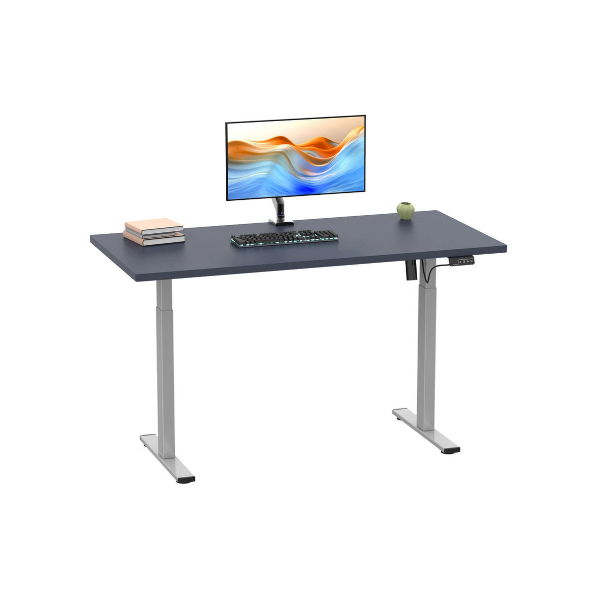 VCM Elektrisch Höhenverstellbarer Sitz-Steh-Schreibtisch Lona, Anthrazit/Silber, B/T: 110 x 50 cm - Bild 3