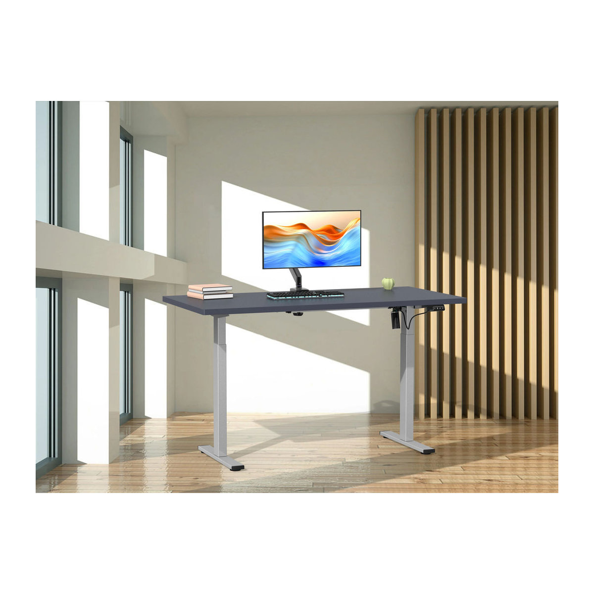 VCM Elektrisch Höhenverstellbarer Sitz-Steh-Schreibtisch Lona, Anthrazit/Silber, B/T: 110 x 50 cm - Bild 4