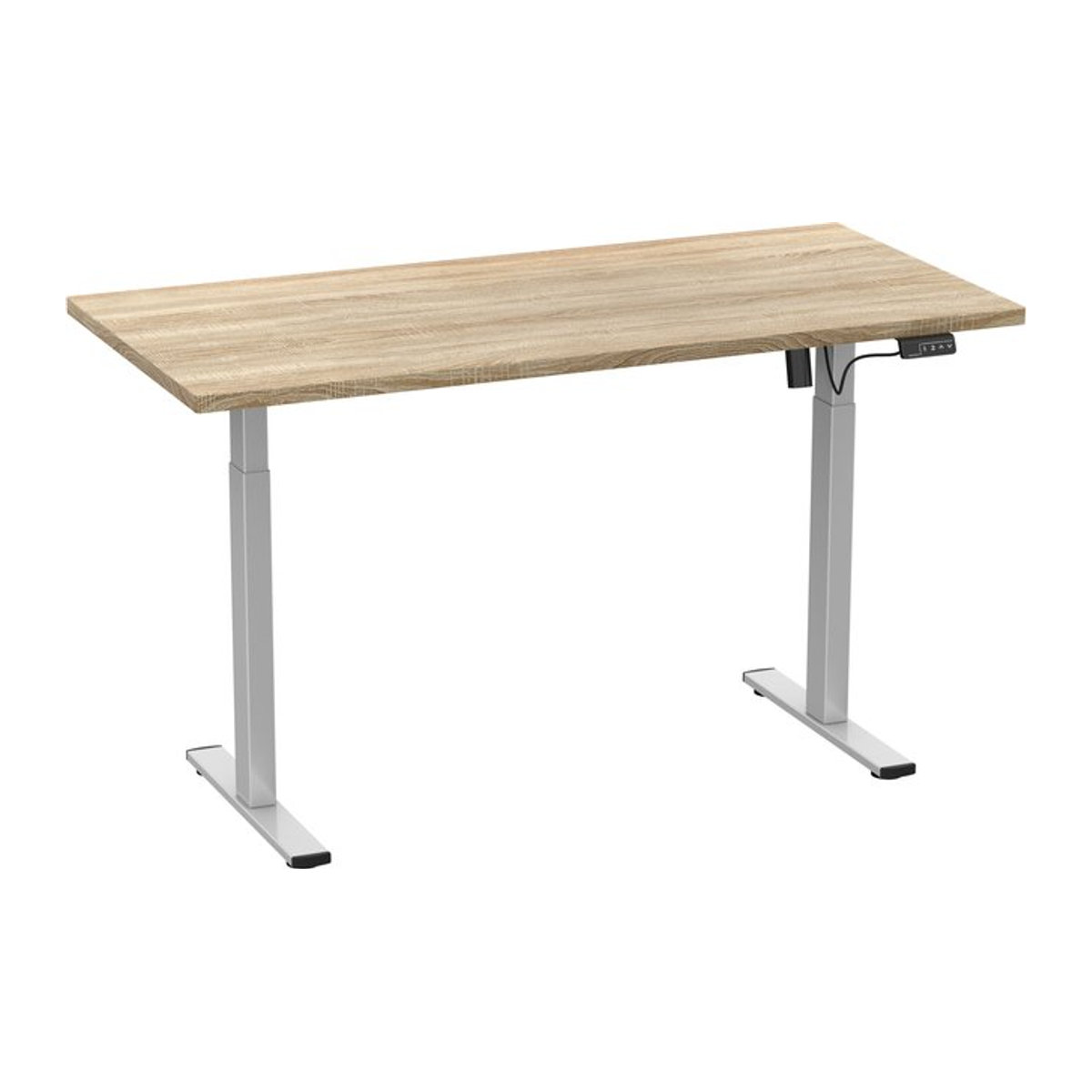 VCM Elektrisch Höhenverstellbarer Sitz-Steh-Schreibtisch Lona, Sonoma-Eiche/Silber, B: 110 cm, T: 50 cm, H: 71–120 cm - Bild 1