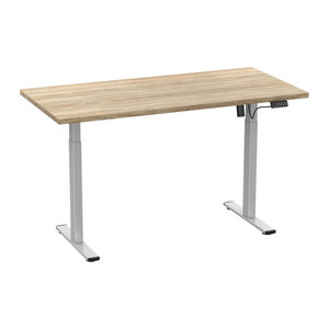 VCM Elektrisch Höhenverstellbarer Sitz-Steh-Schreibtisch Lona, Sonoma-Eiche/Silber, B: 110 cm, T: 50 cm, H: 71–120 cm