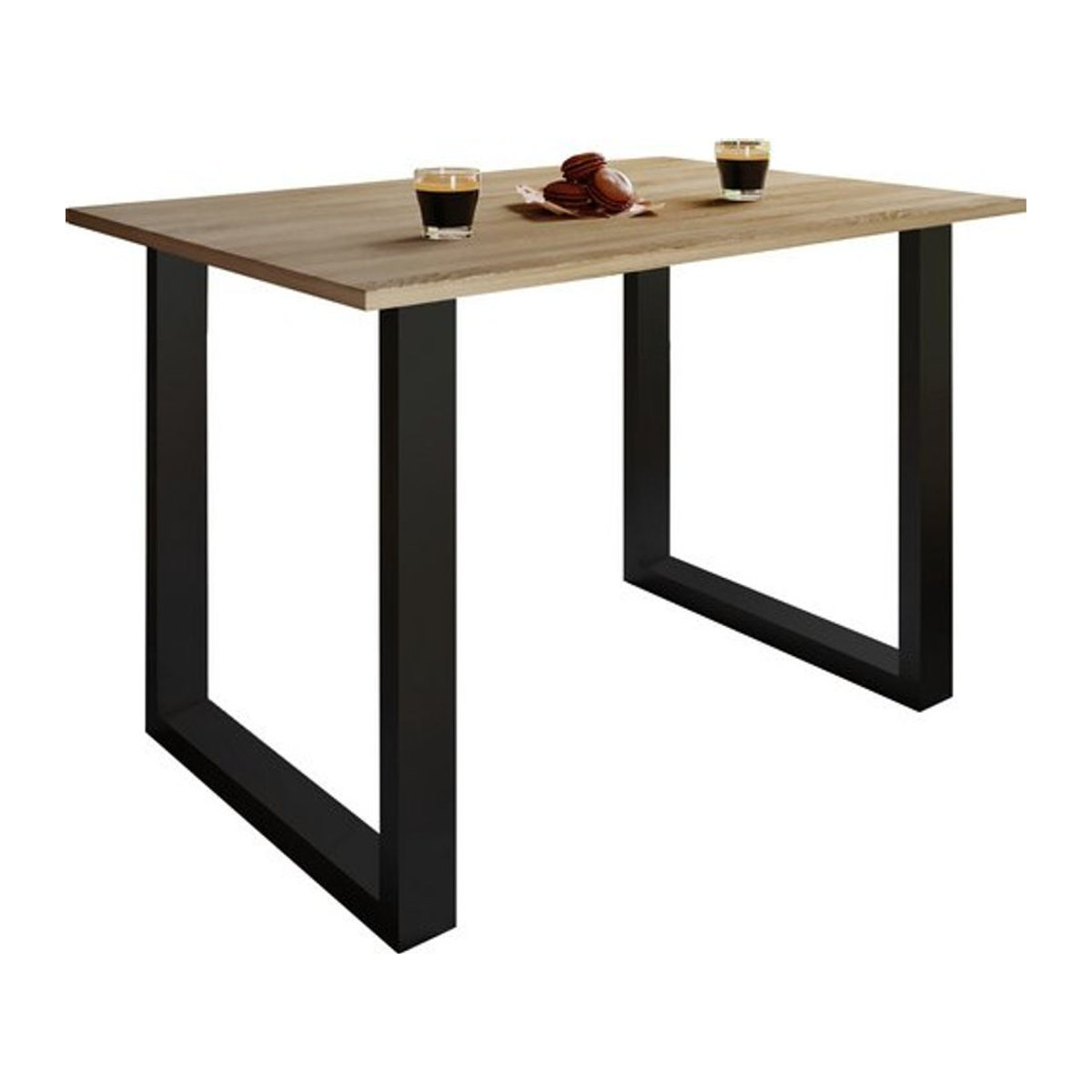 VCM Esstisch Xona U in Eiche Natur und Schwarz, quadratisch, B/T/H: 80 x 80 x 76 cm - Bild 1