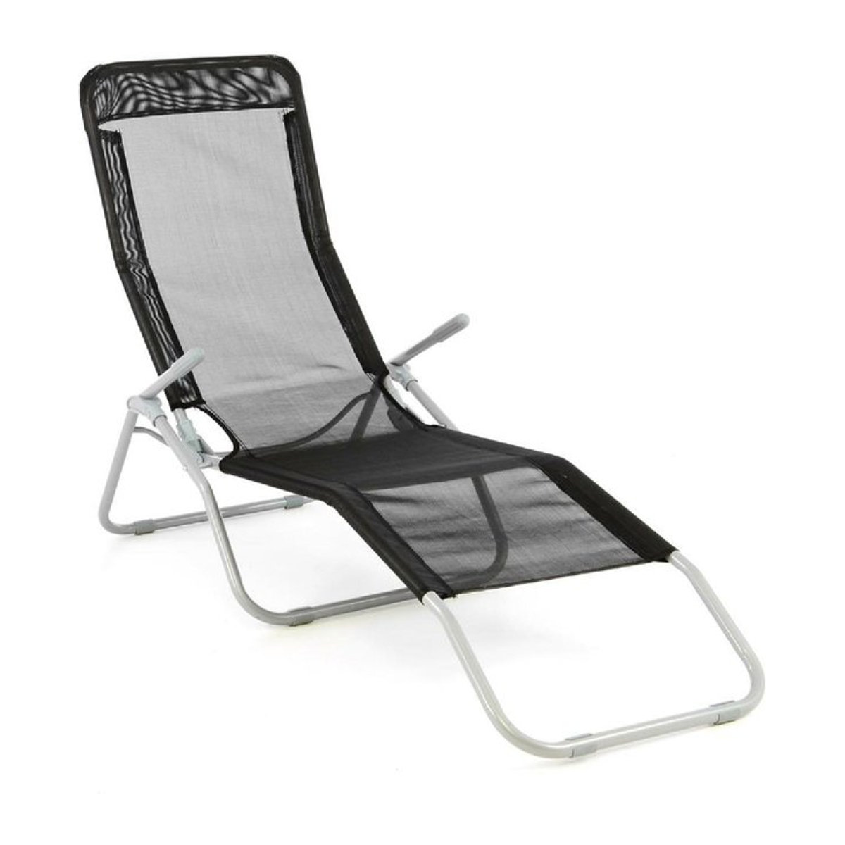 VCM Gartenliege Relaxliege aus Metall in Schwarz B/T/H: 48 x 160 x 100 cm - Bild 1