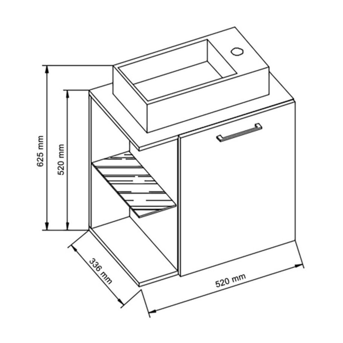 VCM Gäste-Waschplatz Hausa in Weiß, B/H/T: 52 x 63 x 34 cm - Bild 3