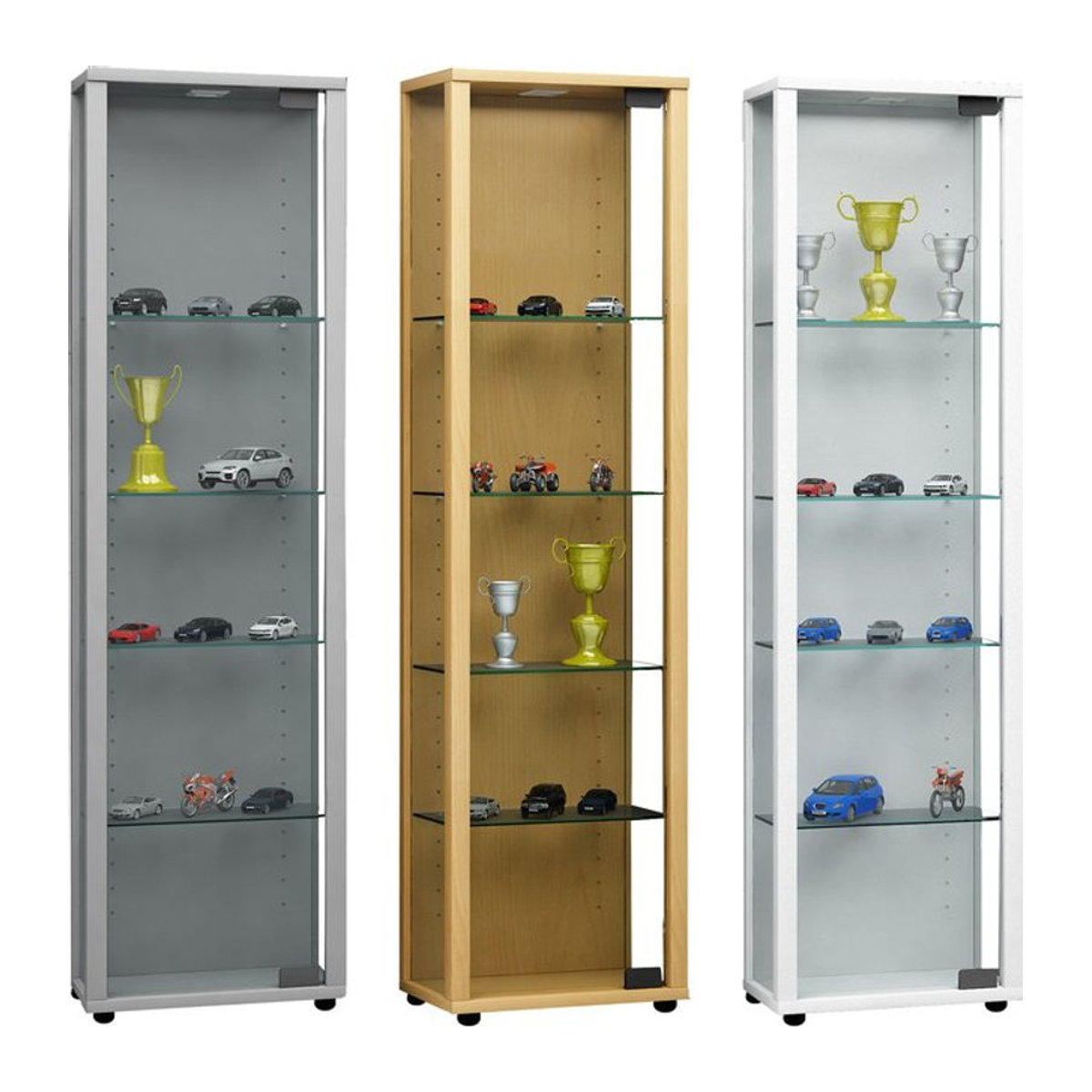 VCM Glasvitrine Edana Mini Vitrinenschrank aus Glas und Holzwerkstoff in Weiß, H x B x T: 115 x 33 x 18 cm - Bild 1