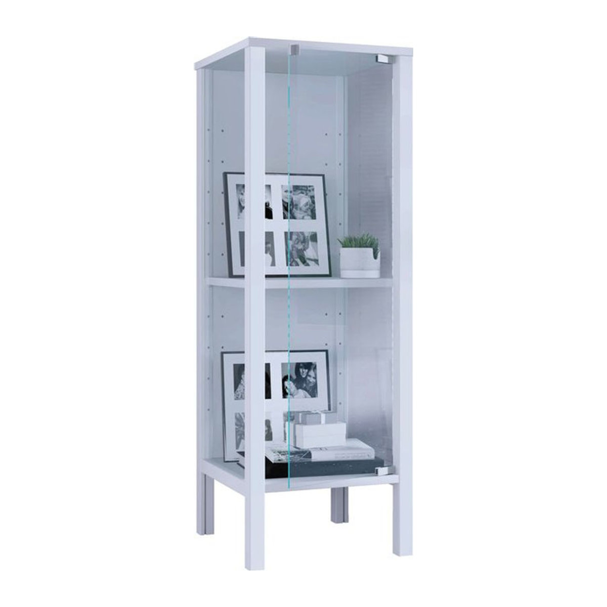 VCM Glasvitrine Jensol S stehend in Weiß mit ESG-Sicherheitsglas, Vitrinenschrank aus Holzwerkstoff und Glas, B/T/H: 98 x 33 x 35 cm - Bild 1