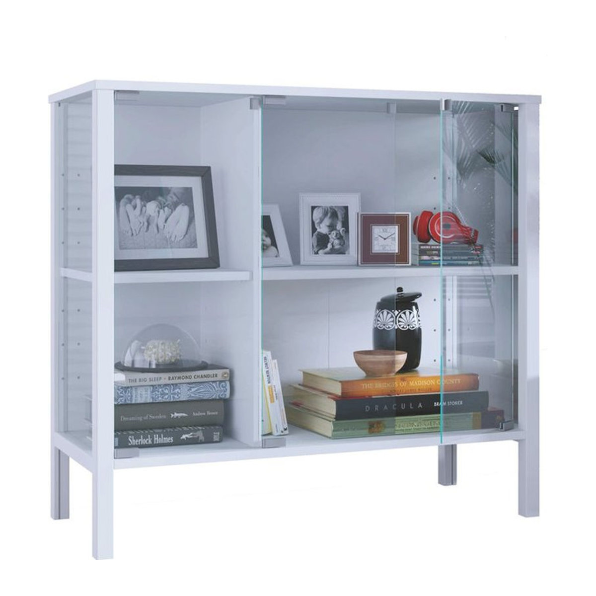 VCM Glasvitrine Jensol Sideboard in Weiß mit ESG-Sicherheitsglas, B/T/H: 80 x 35 x 87 cm - Bild 1