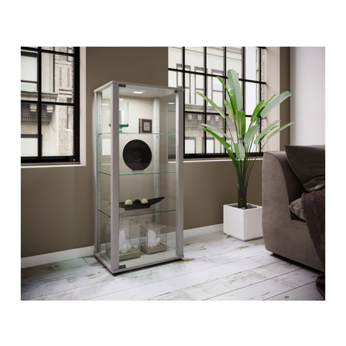 VCM Glasvitrine Kavisa M Vitrinenschrank aus Holzwerkstoff und Glas in Schwarz und Weiß, H x B x T: 115 x 50 x 38 cm - Bild 1