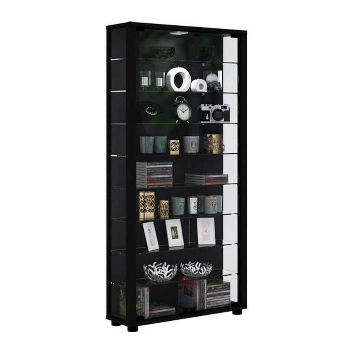 VCM Glasvitrine Lumo Maxi in Schwarz aus Holz und Glas, H x B x T: 113 x 59 x 18 cm - Bild 2
