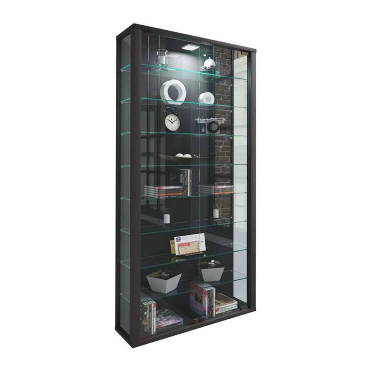 VCM Glasvitrine Lumo Maxi in Schwarz aus Holz und Glas, H x B x T: 113 x 59 x 18 cm - Bild 3