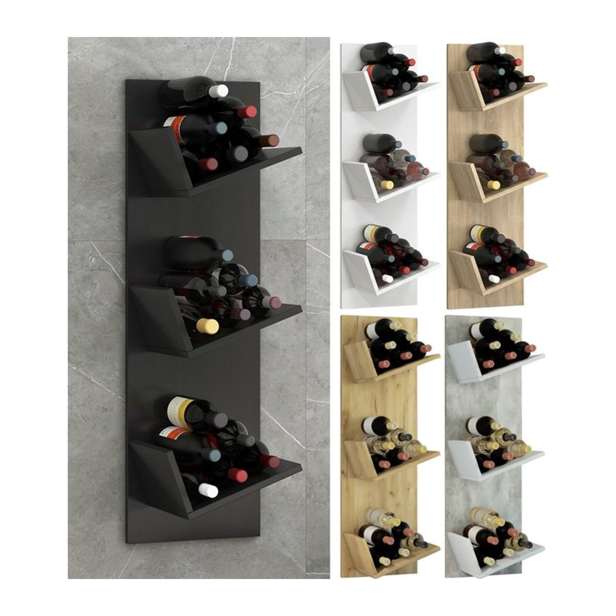 VCM Hängeregal aus Holz in Schwarz, minimalistisches Wandboard zur Wandmontage, B: 106 cm, T: 33 cm, H: 26 cm - Bild 1