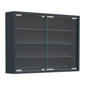 VCM Hängevitrine Agisa Modern in Anthrazit und Grau mit Glas und Drehtüren, B: 57 cm, H: 40 cm, T: 10 cm