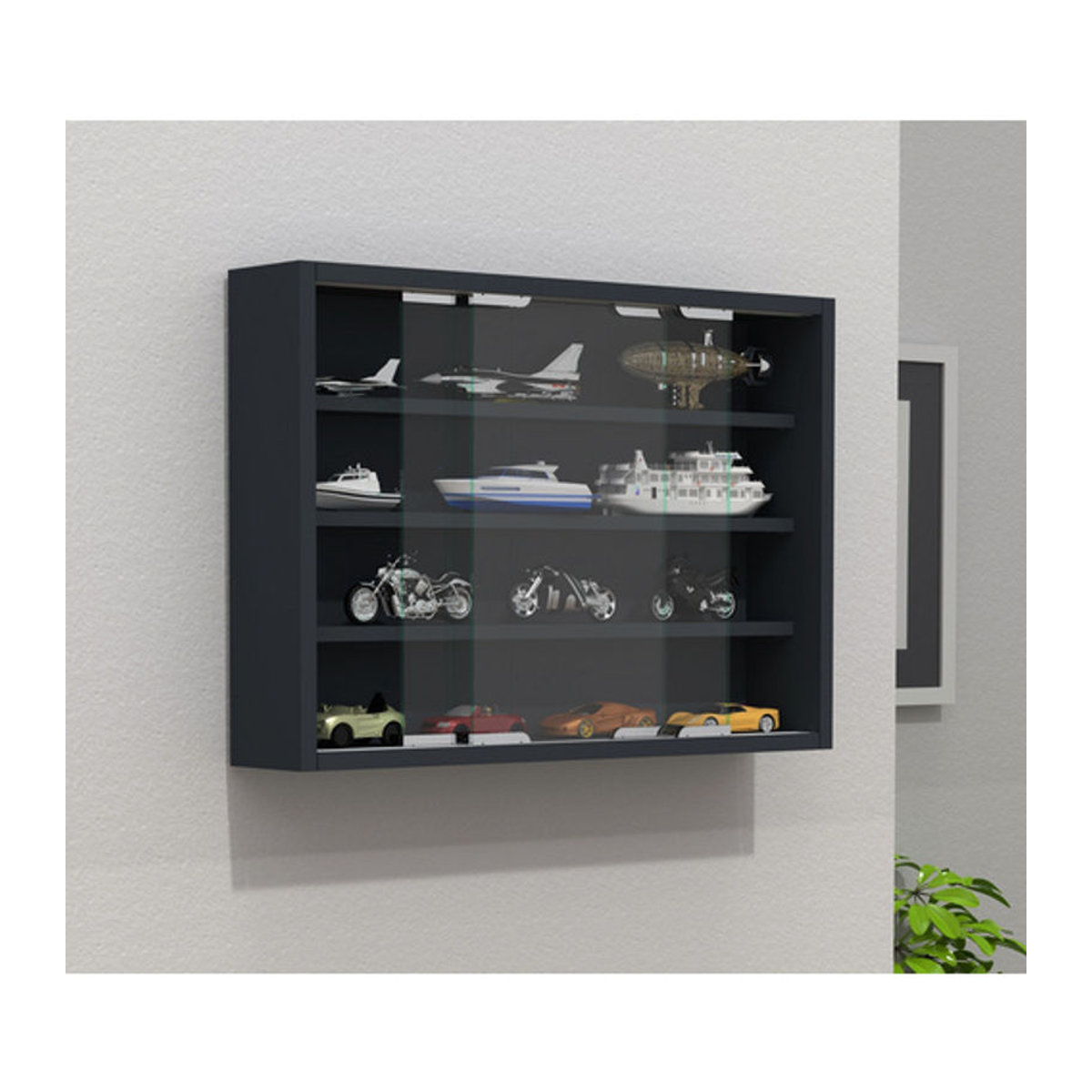 VCM Hängevitrine Agisa Modern in Anthrazit und Grau mit Glas und Drehtüren, B: 57 cm, H: 40 cm, T: 10 cm - Bild 2