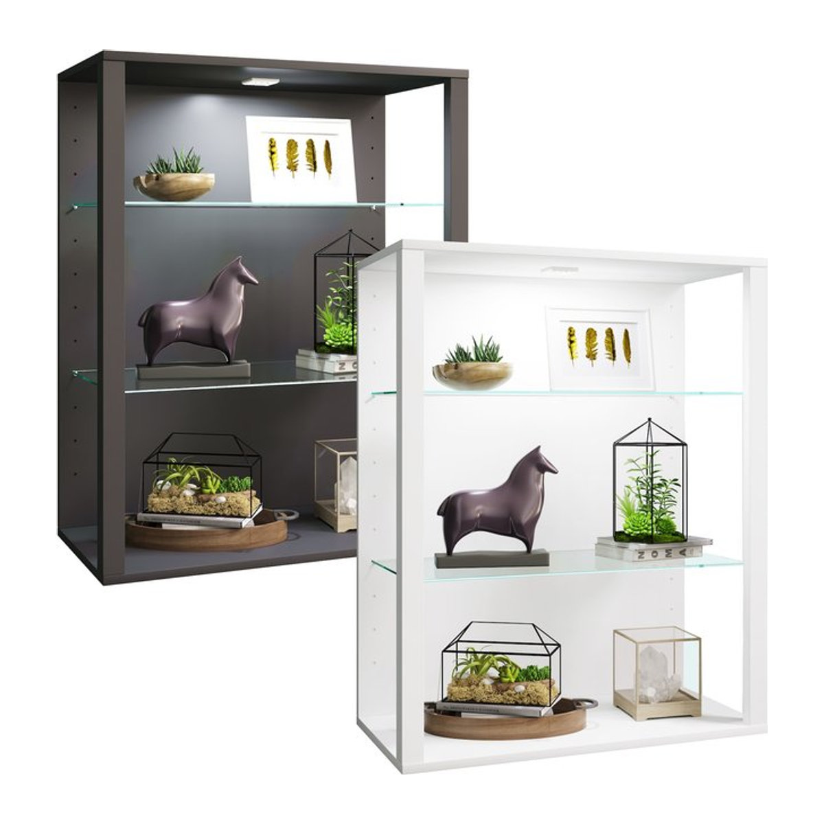 VCM Hängevitrine Glasol LW aus ESG-Sicherheitsglas, modern und transparent, H x B x T: 90 x 70 x 35 cm - Bild 1
