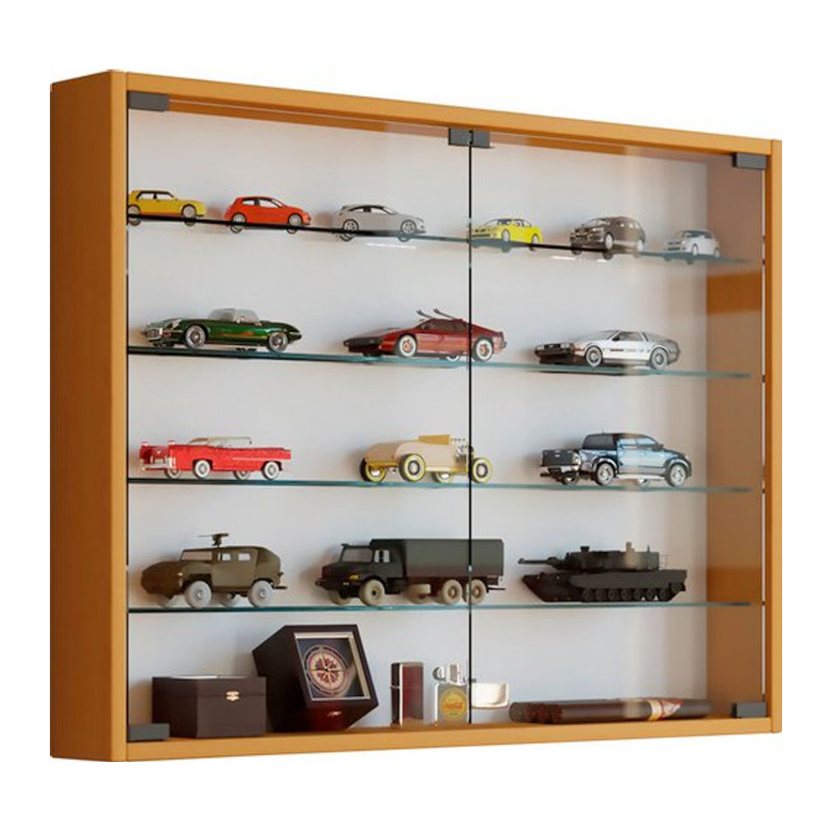 VCM Hängevitrine Mandosa L aus Glas und Holzwerkstoff in Buche, B/H/T: 80 x 60 x 10 cm - Bild 1