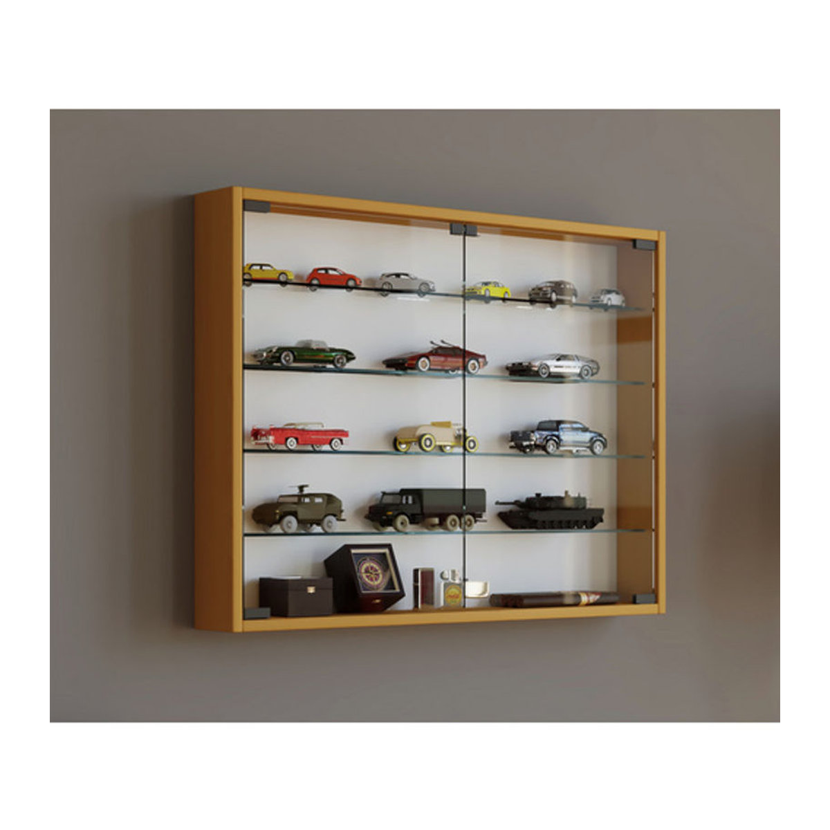 VCM Hängevitrine Mandosa L aus Glas und Holzwerkstoff in Buche, B/H/T: 80 x 60 x 10 cm - Bild 2