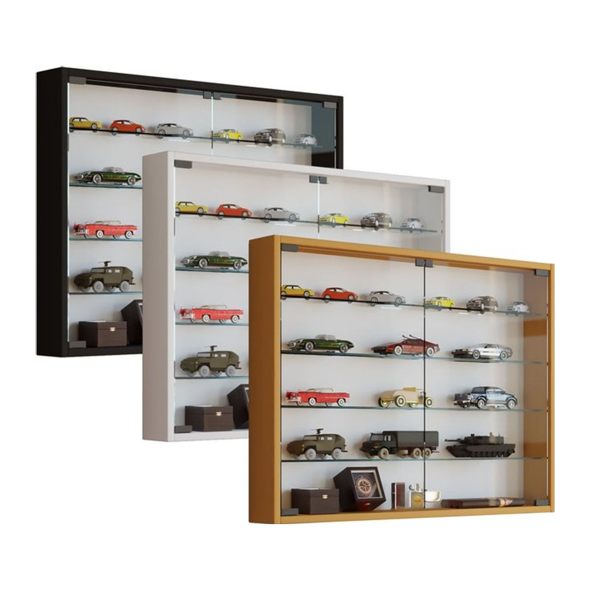 VCM Hängevitrine Mandosa L aus Glas und Holzwerkstoff in Buche, B/H/T: 80 x 60 x 10 cm - Bild 3