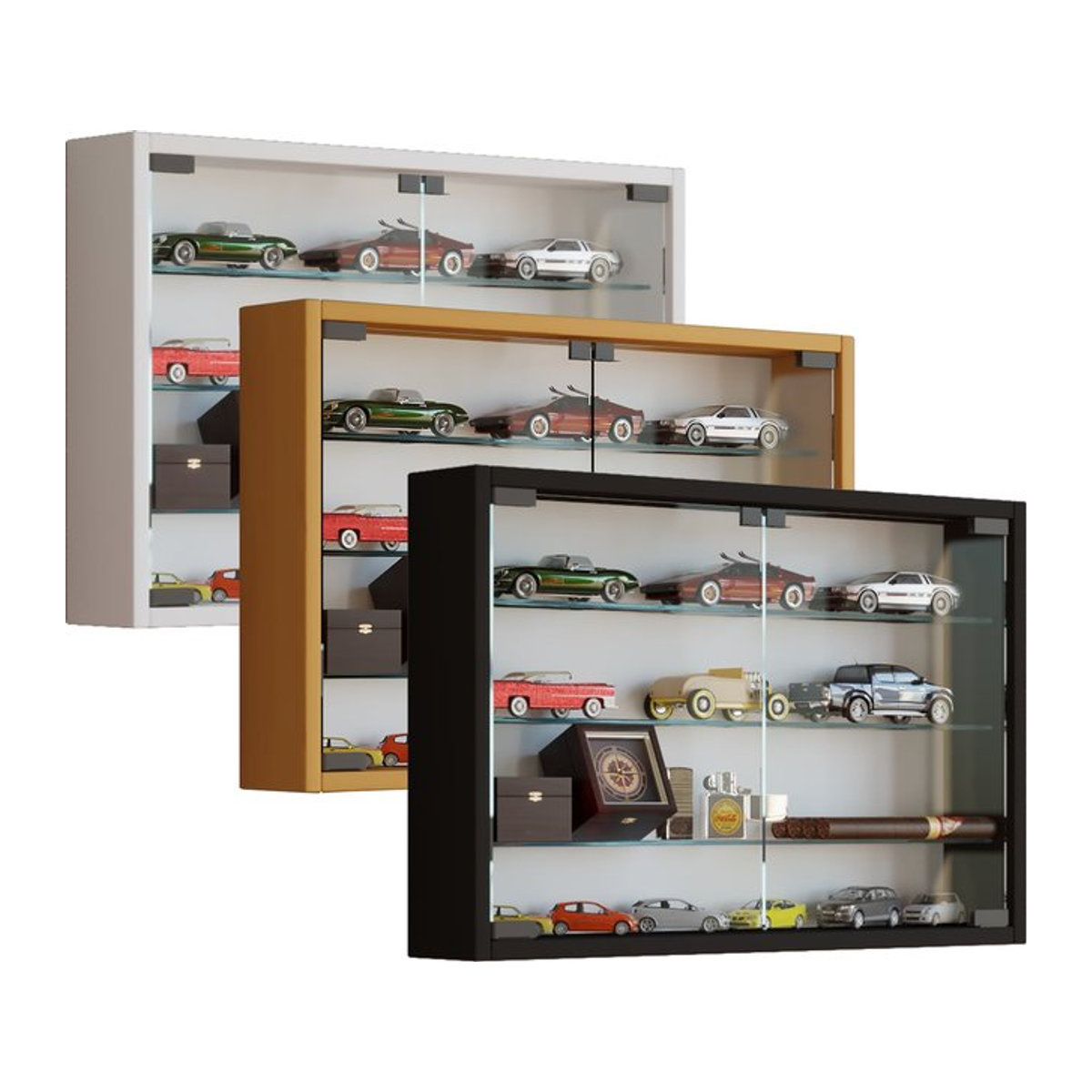 VCM Hängevitrine Mandosa M in Schwarz mit Glasfront und verstellbaren Regalböden, B/T/H: 60 x 10 x 40 cm - Bild 1