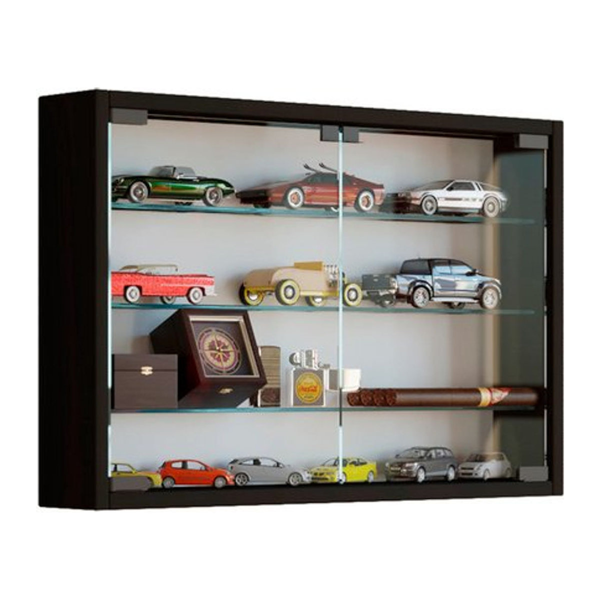 VCM Hängevitrine Mandosa M in Schwarz mit Glasfront und verstellbaren Regalböden, B/T/H: 60 x 10 x 40 cm - Bild 2