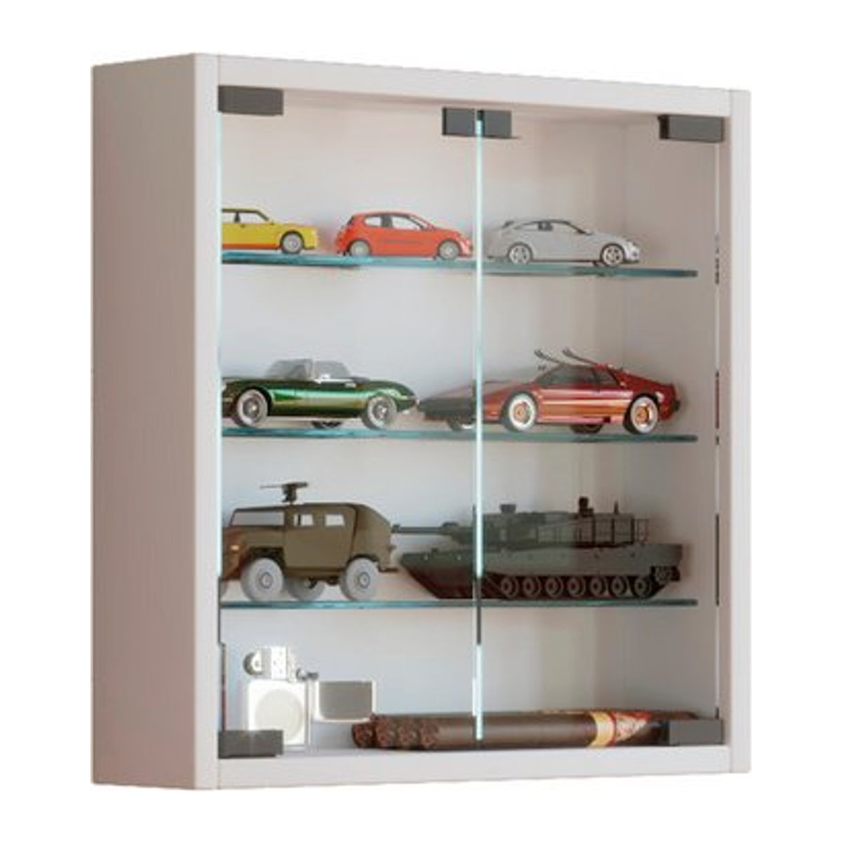 VCM Hängevitrine Mandosa S in Weiß aus Holzwerkstoff und Glas, B/H/T: 40 x 40 x 10 cm - Bild 1