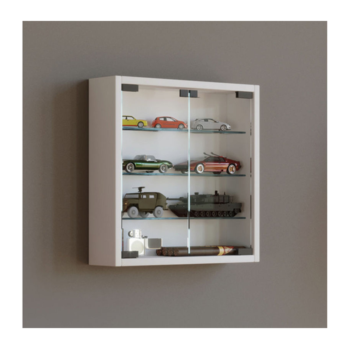VCM Hängevitrine Mandosa S in Weiß aus Holzwerkstoff und Glas, B/H/T: 40 x 40 x 10 cm - Bild 2