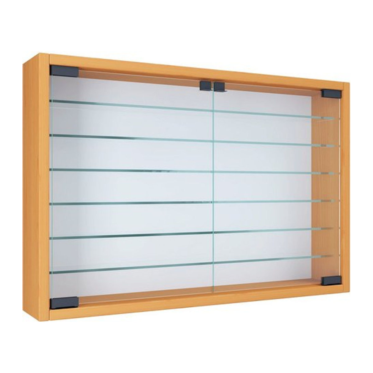 VCM Hängevitrine Mandosa XL aus Glas mit Drehtüren, Farbe Buche Braun, B/H/T: 60 x 40 x 10 cm - Bild 1