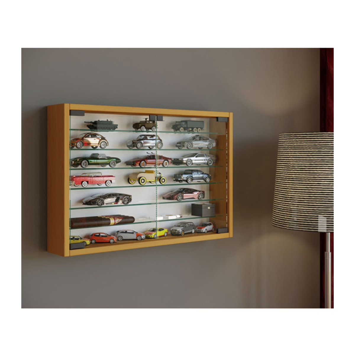 VCM Hängevitrine Mandosa XL aus Glas mit Drehtüren, Farbe Buche Braun, B/H/T: 60 x 40 x 10 cm - Bild 2