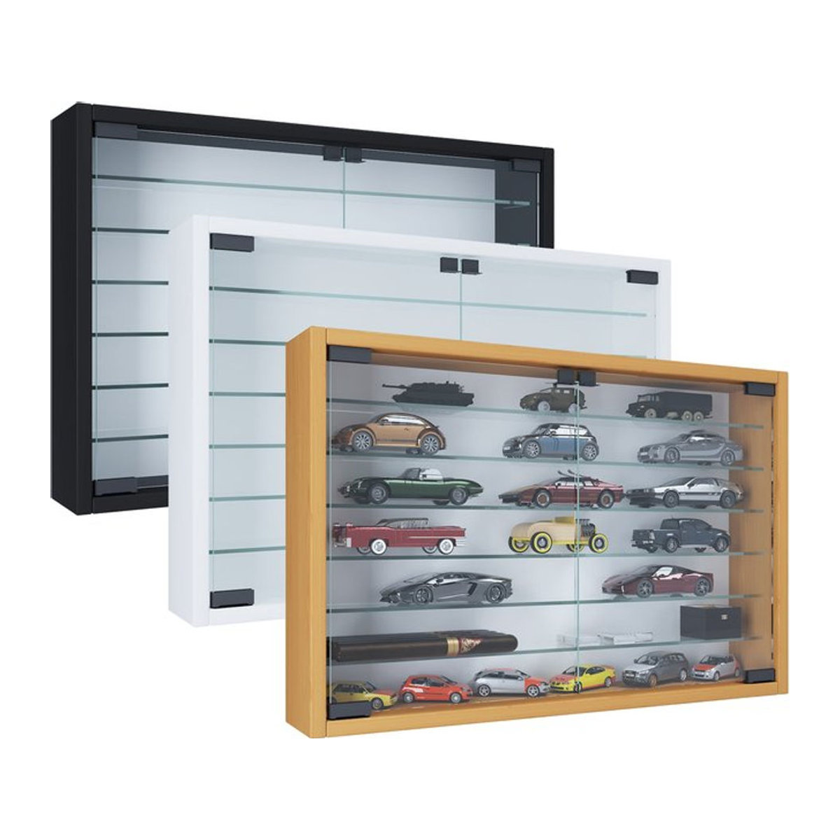VCM Hängevitrine Mandosa XL aus Glas mit Drehtüren, Farbe Buche Braun, B/H/T: 60 x 40 x 10 cm - Bild 3
