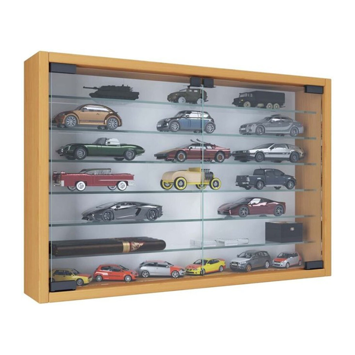 VCM Hängevitrine Mandosa XL aus Glas mit Drehtüren, Farbe Buche Braun, B/H/T: 60 x 40 x 10 cm - Bild 4