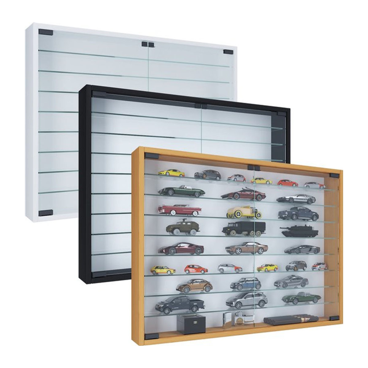 VCM Hängevitrine Mandosa XXL aus Glas mit ESG-Sicherheitsglas und Drehtüren, H x B x T: 60 x 80 x 10 cm - Bild 1