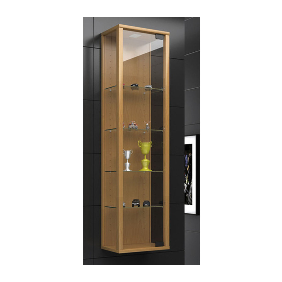 VCM Hängevitrine Stano Mini aus Glas und Holzwerkstoff in Braun, H x B x T: 115 x 33 x 18 cm - Bild 2