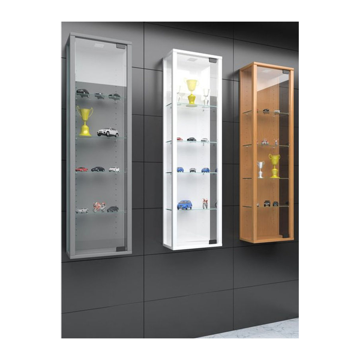 VCM Hängevitrine Stano Mini aus Glas und Holzwerkstoff in Braun, H x B x T: 115 x 33 x 18 cm - Bild 3