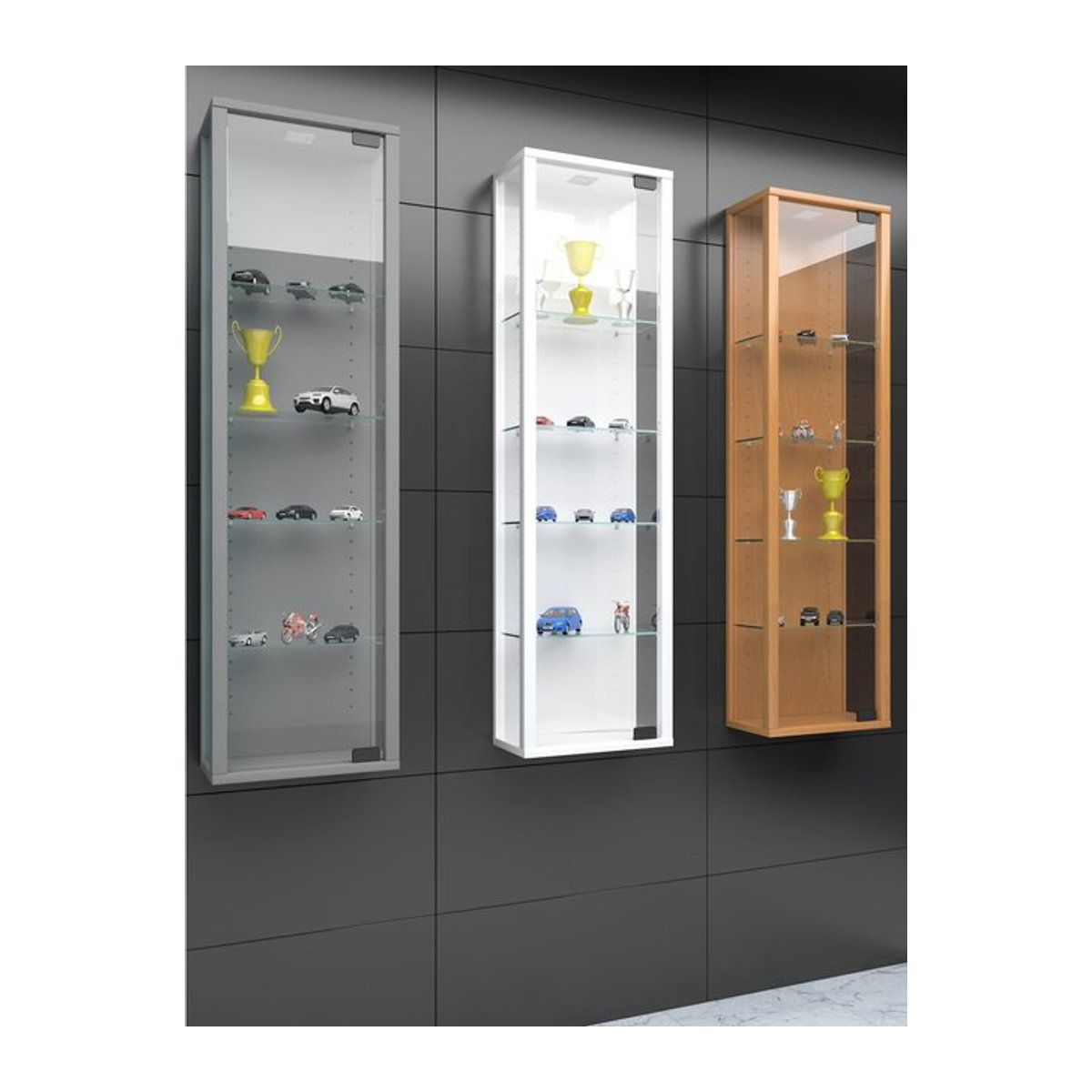 VCM Hängevitrine Stano Mini aus Glas und Holzwerkstoff in Weiß, H x B x T: 115 x 33 x 18 cm - Bild 1