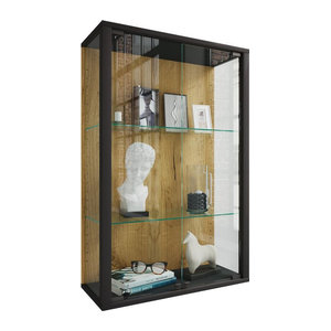 VCM Hängevitrine Udina M aus Glas und Holzwerkstoff in Schwarz, H x B x T: 80 x 60 x 25 cm