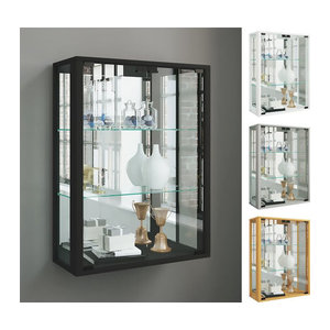 VCM Hängevitrine Udina Spiegel in Schwarz aus Glas und Holzwerkstoff mit ESG-Sicherheitsglas, H x B x T: 80 x 60 x 25 cm