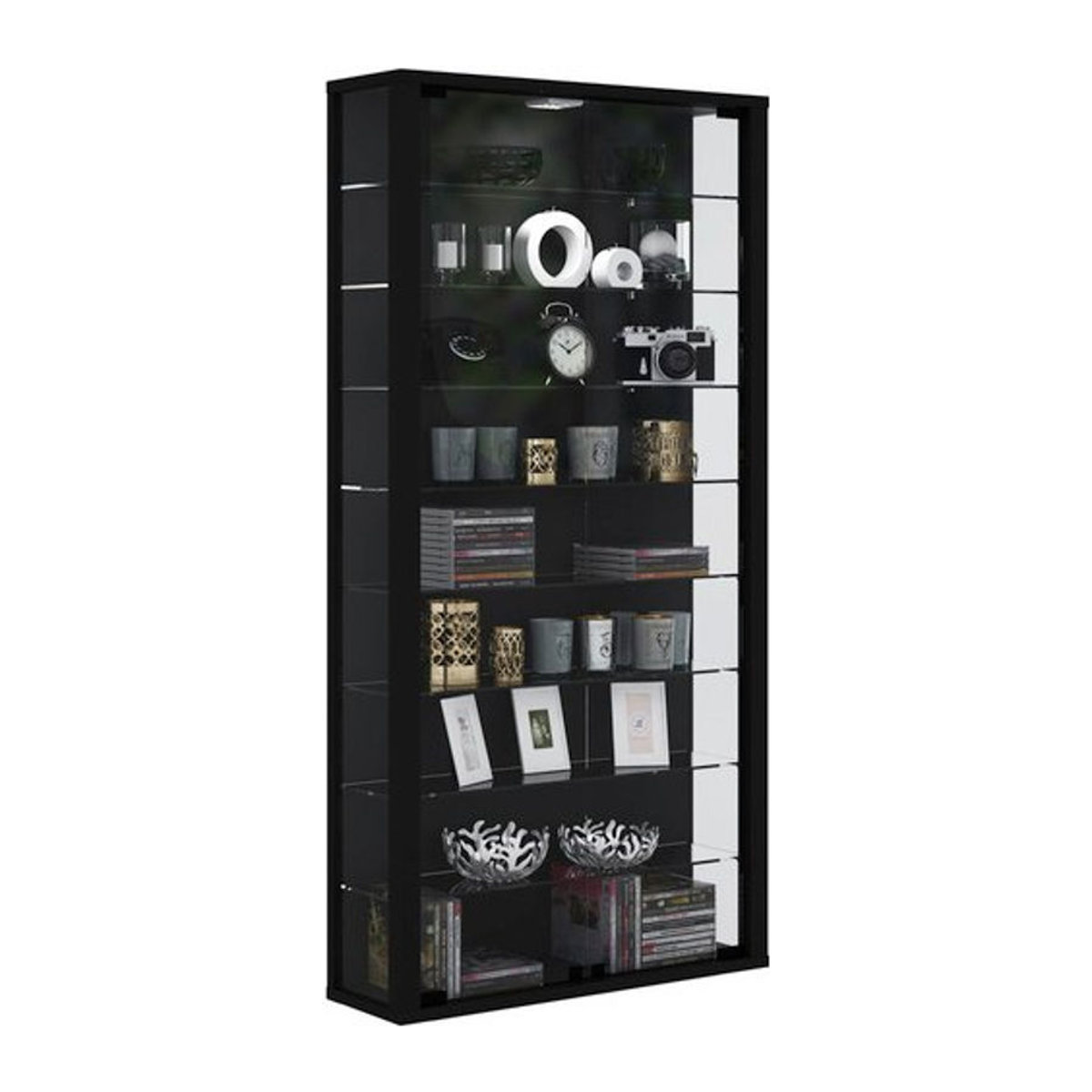 VCM Hängevitrine Vitrosa Maxi in Schwarz aus Holzwerkstoff und Glas mit Drehtüren, B/T/H: 59 x 18 x 113 cm - Bild 1