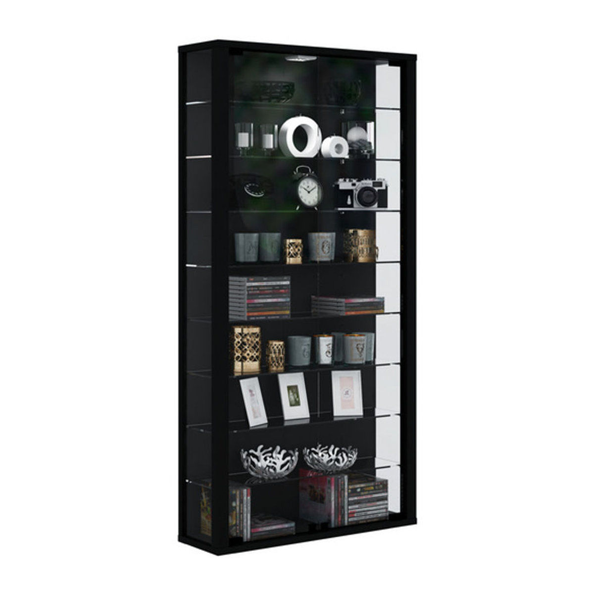 VCM Hängevitrine Vitrosa Maxi in Schwarz aus Holzwerkstoff und Glas mit Drehtüren, B/T/H: 59 x 18 x 113 cm - Bild 2