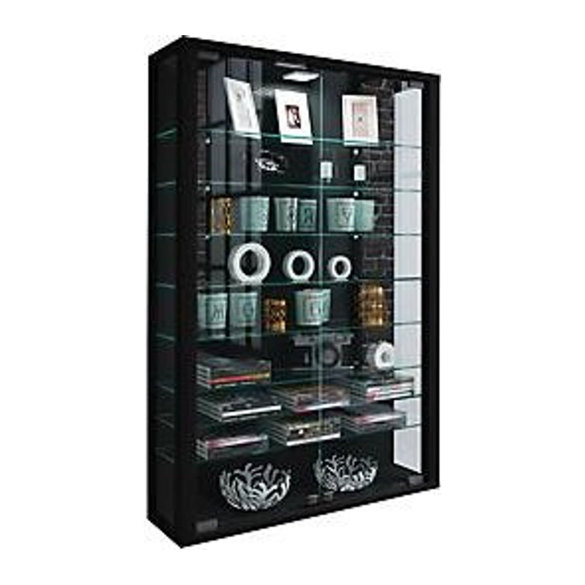 VCM Hängevitrine Vitrosa Mini aus Glas und Holz in Schwarz, H x B x T: 91 x 59 x 18 cm - Bild 3
