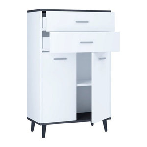 VCM Highboard Lindas Modern aus Holzwerkstoff in Grau mit 2 Drehtüren und 2 Schubladen B/H/T: 60 x 97 x 28 cm